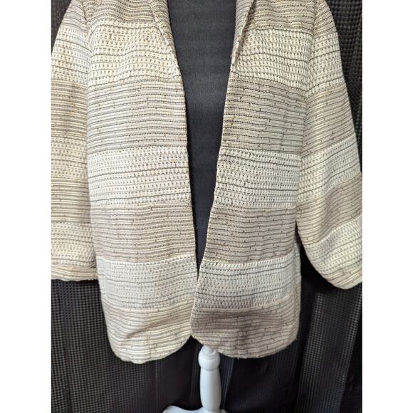 NWOT! CHICO'S! CREAM/TAN/TAUPE/GOLD MINI SEQUINS, LIGHTWEIGHT JACKET! SZ 10/12 - Picture 4 of 9
